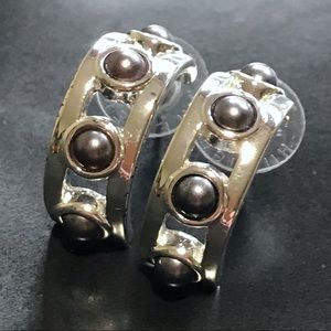 NWOT Tommy Hilfiger Silvertone Half Hoop Earrings